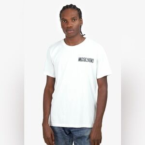 Authentic MOSCHINO COUTURE WHITE COTTON BELT LOGO T SHIRT